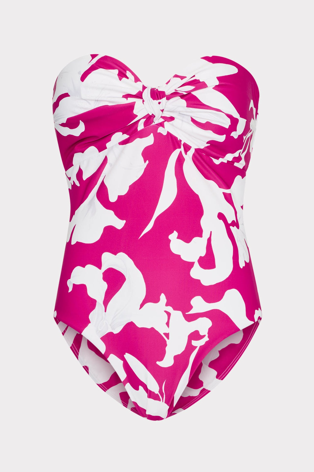 Lily Silhouette Knot Bandeau One Piece Pink/Ecru | Milly Women