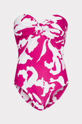 Lily Silhouette Knot Bandeau One Piece Pink/Ecru | Milly Women