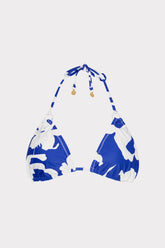 Lily Silhouette Triangle Bikini Top Blue/Ecru | Milly Women