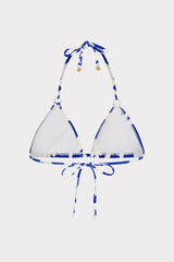 Lily Silhouette Triangle Bikini Top Blue/Ecru | Milly Women