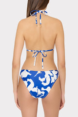 Lily Silhouette Ring Bikini Bottom Blue/Ecru | Milly Women