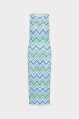 Multi Zig Zag Sleeveless Midi Dress Blue Multi | Milly Women