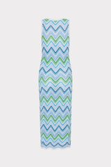 Multi Zig Zag Sleeveless Midi Dress Blue Multi | Milly Women