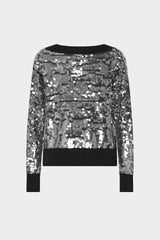 Ilaria Sequin V-Neck Sweater Black | Milly Women