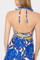 Camellia Floral Linen Maxi Dress Blue Multi | Milly Women