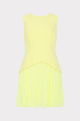 Haddy Pleated Mini Dress Yellow | Milly Women