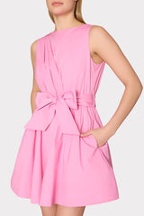 Draped Poplin Sleeveless Mini Dress Pink | Milly Women