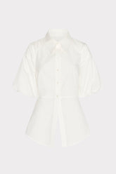 Tie Back Poplin Button Down Shirt White | Milly Women