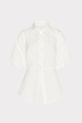 Tie Back Poplin Button Down Shirt White | Milly Women