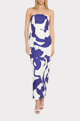Orion Camellia Floral Jacquard Dress Blue Multi | Milly Women