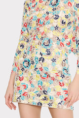 Printemps Lace Modern Mini Skirt Yellow Multi | Milly Women