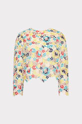 Nori Printemps Lace Long Sleeve Top Yellow Multi | Milly Women
