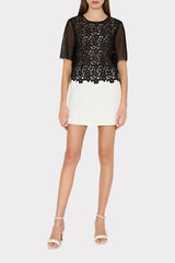 Floral Geo Combo Lace Top Black | Milly Women