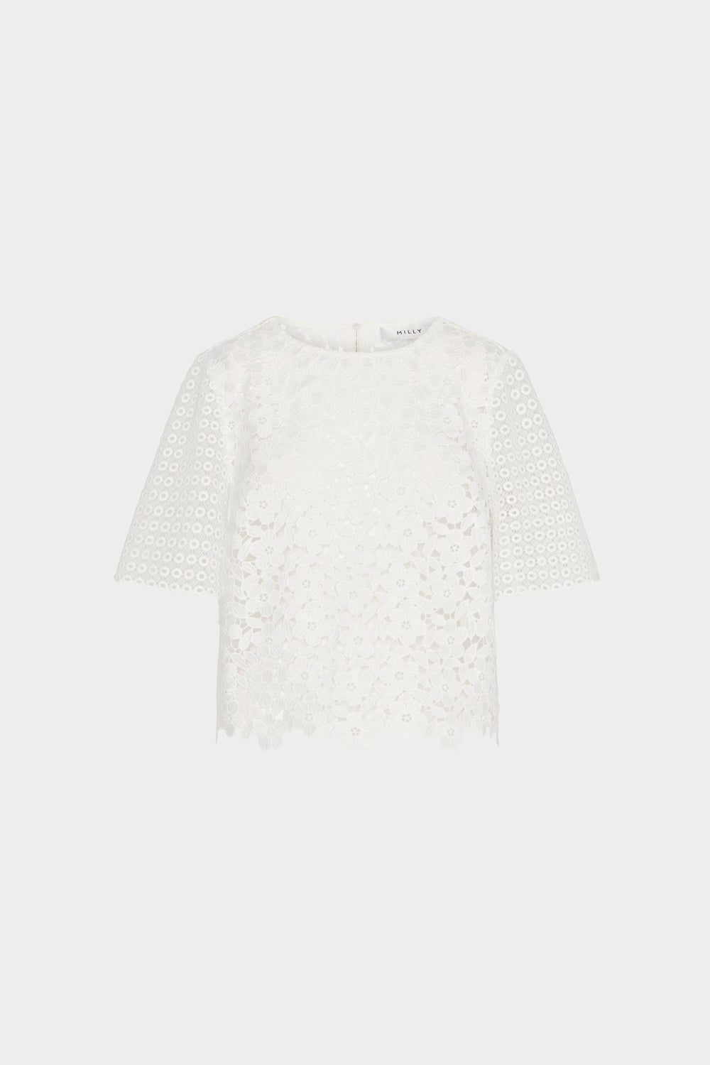 Floral Geo Combo Lace Top White | Milly Women