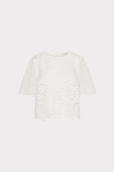 Floral Geo Combo Lace Top White | Milly Women