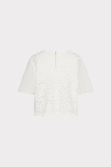 Floral Geo Combo Lace Top White | Milly Women
