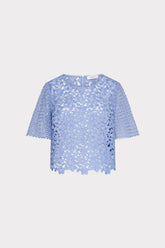 Floral Geo Combo Lace Top Sky Blue | Milly Women