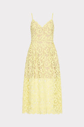Elle Lace Midi Dress Yellow | Milly Women