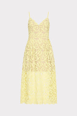 Elle Lace Midi Dress Yellow | Milly Women
