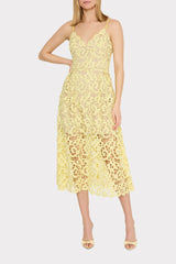 Elle Lace Midi Dress Yellow | Milly Women