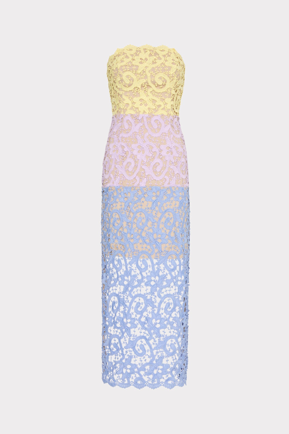 Kait Trois Color Lace Dress Lavender/Blue/Yellow | Milly Women
