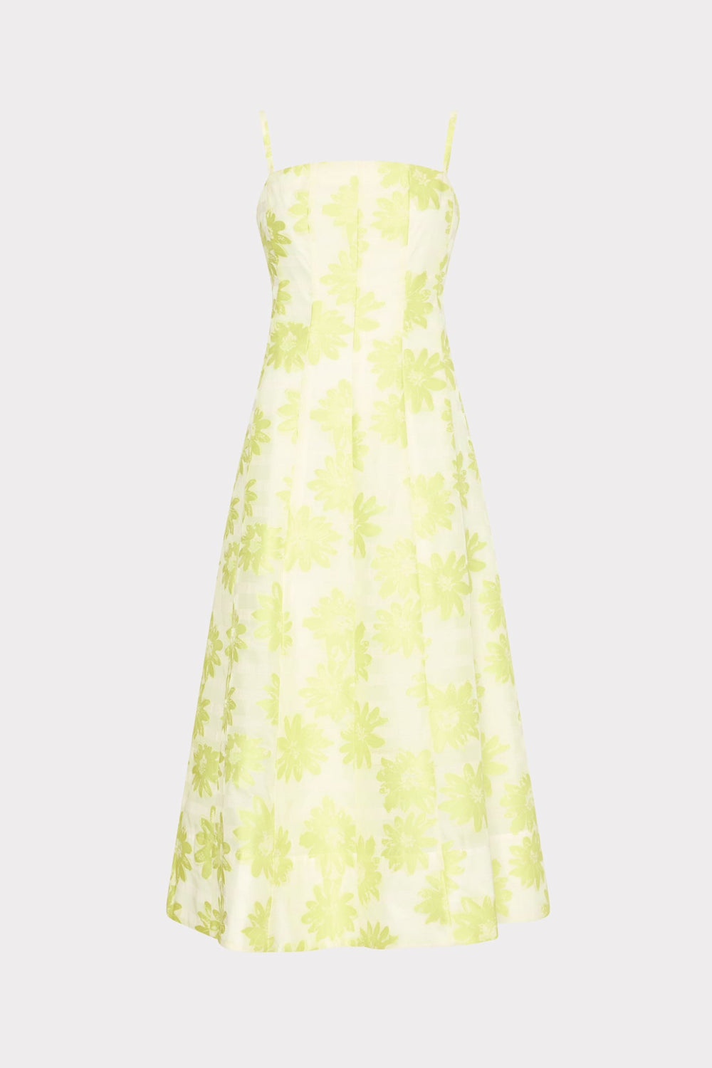 Striped Floral Fil Coupé Dress Yellow | Milly Women