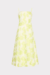 Striped Floral Fil Coupé Dress Yellow | Milly Women