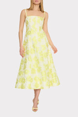 Striped Floral Fil Coupé Dress Yellow | Milly Women