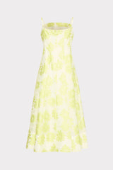 Striped Floral Fil Coupé Dress Yellow | Milly Women