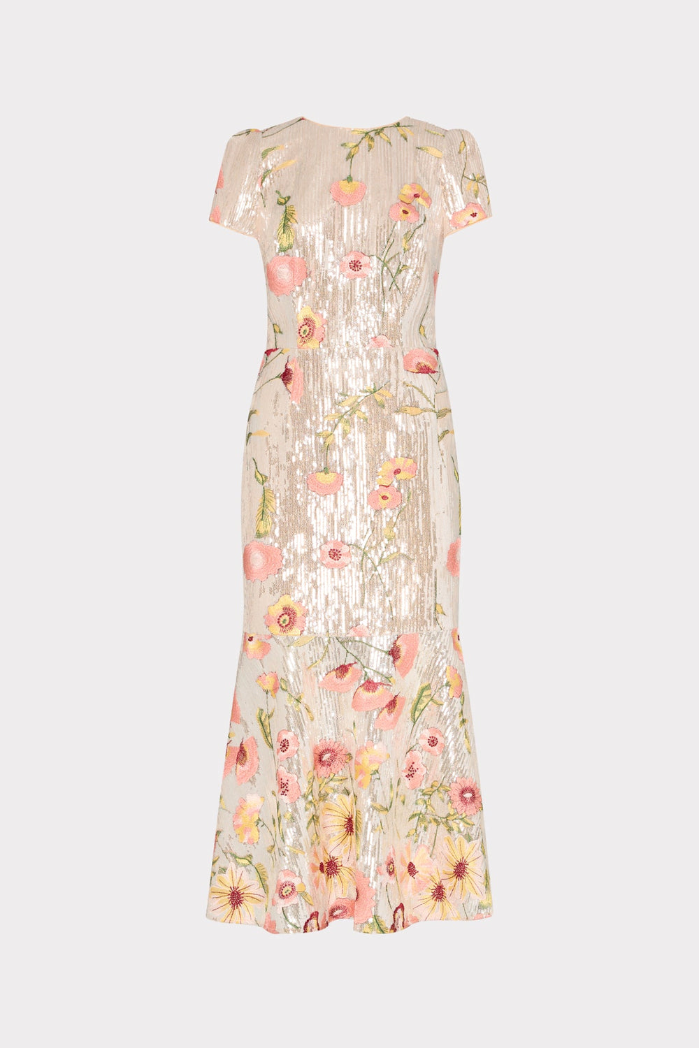 Tahlia Floral Sequins Embroidery Dress Silver Multi | Milly Women