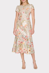 Tahlia Floral Sequins Embroidery Dress Silver Multi | Milly Women