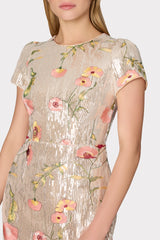 Tahlia Floral Sequins Embroidery Dress Silver Multi | Milly Women
