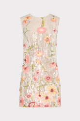 Ivette Floral Sequins Embroidery Dress Silver Multi | Milly Women