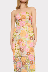 Kait Floral Blossom Sequins Dress Orange Multi | Milly Women