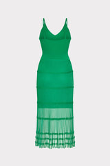 Sheer Knit Cami Dress Green | Milly Women