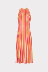 Multi Color Stripe Sleeveless Midi Dress Coral Multi | Milly Women