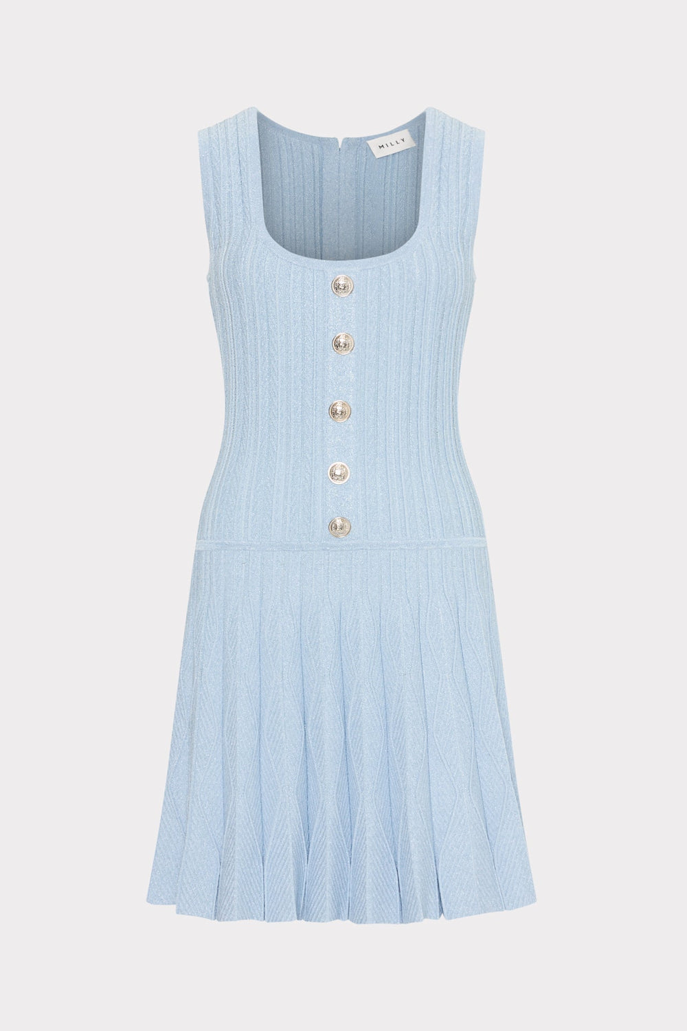 Wave Godet Flare Knit Mini Dress Light Blue | Milly Women