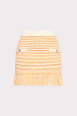 Kali Textured Fringe Knit Mini Skirt Orange Yellow Multi | Milly Women