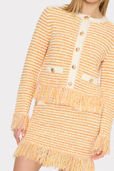 Kali Textured Fringe Knit Mini Skirt Orange Yellow Multi | Milly Women