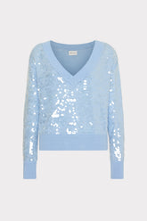 Ilaria Sequin V-Neck Sweater Light Blue | Milly Women