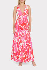Oria Dream Rose Pleated Dress Magenta Multi | Milly Women