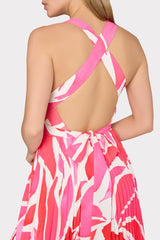 Oria Dream Rose Pleated Dress Magenta Multi | Milly Women