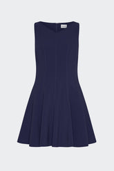 Sleeveless Stretch Cady Fit And Flare Dress Navy | Milly Women