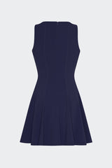 Sleeveless Stretch Cady Fit And Flare Dress Navy | Milly Women