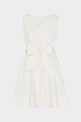 Draped Poplin Sleeveless Mini Dress White | Milly Women