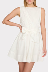 Draped Poplin Sleeveless Mini Dress White | Milly Women