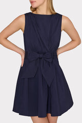 Draped Poplin Sleeveless Mini Dress Navy | Milly Women