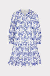Tiered Butterfly Eyelet Mini Dress White/Blue | Milly Women