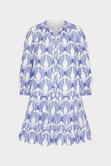 Tiered Butterfly Eyelet Mini Dress White/Blue | Milly Women