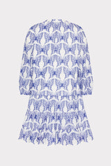 Tiered Butterfly Eyelet Mini Dress White/Blue | Milly Women